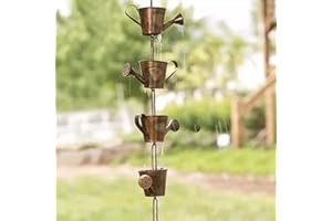 ZUICC Metal Rain Chain, Chaîne de Pluie décorative en Métal en Forme de Papillon, Métal Bouilloire Drain Eau Pluie Guide Chaîne, Chaîne d'eau de Pluie Fonctionnel et décoratif pour gouttières (Bouilloire)