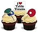 Produktbild TISCHTENNIS PING PONG MIX - Spaß-neuheit PREMIUM AUFRECHTSTÄNDER Essbare Backoblaten Kuchen Topper Deko