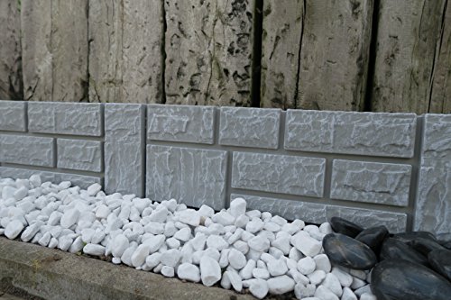 Steinimitat Zaun Rasenkante Palisade Beeteinfassung antikgrau 2,34 m x 20 cm x 2,5 cm stark schnelle Lieferung & Versand - 7