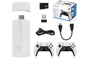 Asslye Retro-Konsolenstick, 2.4G Mini-Spielstick Retro Konsole HDMI Spielekonsole, Zwei drahtlose Gamepads, Retro TV Spielkonsole Game Stick 4K HDMI-kompatible Videospiel-Sticks mit 10000 Spielen