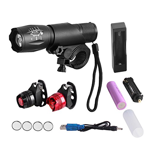 Unigear Superhelle Fahrradbeleuchtung wiederaufladbar Fahrradlicht Set inkl. Frontlicht und Rücklichter, 1200LM, Lange Laufzeit