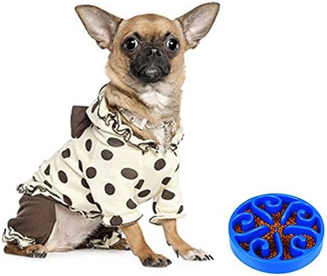 Slow Feed Pet Bowl, EverFabulous Flower Pattern Plastic 8 inch Obesity Stopping Dog Cat Food Water Bowl ,Pet Food Bowl Maze Interactive Puzzle Fun Feeder Slow Bowl Anti-Choke and Anti-Bloat Non-slip (Blue)