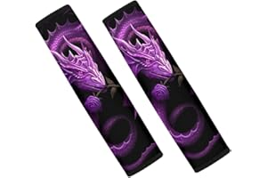 Jeiento Lila Drachen-Druck Auto Sicherheitsgurtpolster Abdeckung für Damen Herren Sicherheitsgurtpolster Weicher Komfort Sicherheitsgurt Kissen Schultergurt für Erwachsene Jungen Rucksackgurte 2