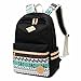 Produktbild Schulrucksack,Aokey Fashion Mädchen Schulrucksack Damen Canvas Rucksack Teenager Baumwollstoff Streifen Schultasche Daypacks für Universität Outdoor Freizeit (Schwarz)