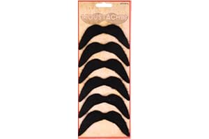 HD Novelty Men's Fake Moustache Black 6-Piece Set Self-Adhesive Fake Mustache for a Variety of Costumes & Theatrical Disguises Great for Halloween, Cosplay, Parties