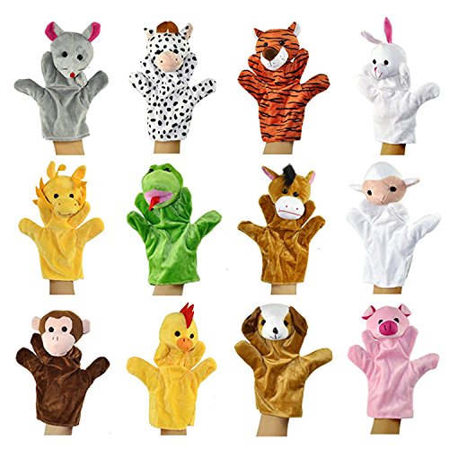 Alpacasso Conjunto de Marionetas de Mano de Felpa Animales Lindos, muñecos de Peluche de Animales de Peluche Juguetes de Animales. (Pack of 12)