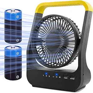 Battery Operated Fan, Super Long Lasting Battery Operated Fans for Camping, Portable D-Cell Battery Powered Desk Fan with Timer, 3 Speeds, Whisper Quiet, 180? Rotation, for Office,Bedroom,Outdoor,