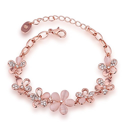 Yutii Fashion Jewellery Rose Gold Crystal Charm Bracelet Gifts for Girls and Women
