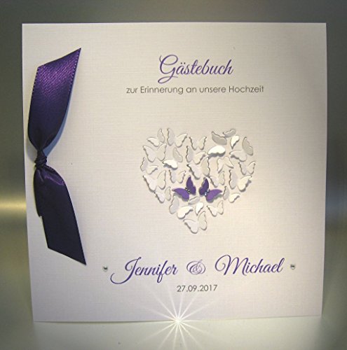 Gästebuch zur Hochzeit mit Namen 11051 lila