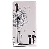 Handyhülle Sony Xperia XZ Leder, Bookstyle Handytasche Flip Case für Sony Xperia XZ Smartphone, Moon mood® Ledertasche Brieftasche für Sony Xperia XZ PU Leder Hülle Wallet Case Folio Schutzhülle Schutz Schale Cover BookStyle Standfunktion Karteneinschub und Magnetverschluß Etui Flip Case Handyhüllen für Sony XZ Bumper - 