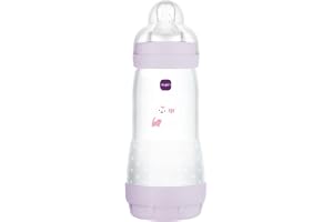 MAM - Easy Start Anti-Colic Flaska 4+ månader snabbt flöde (320 ml) lila - Flaska för att minska kolik och barnets obehag - amningsvänlig babyflaska