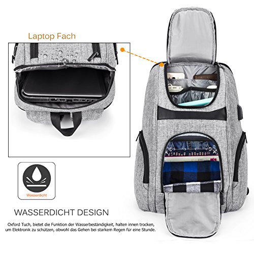 Amzbag 17 3 Zoll Laptop Rucksack Mutil-funktionale Reise Rucksack Business Backpack Computer Tasche mit USB Anschluss Wasserresistent College Rucksack