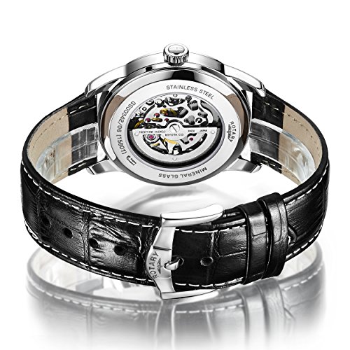 Rotary Men's Automatic Watch with Silver Dial Analogue Display and Black Leather Strap GS00342/06