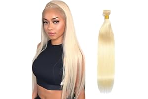 Zeslaerr 28 Inch Human Hair Bundles Straight Extension #613 Blonde Color Brazilian Virgin Hair Extension Minimal Shedding Unprocessed Peluca