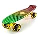 Produktbild Vibe® Mini-Skateboard aus Kunststoff im Retro-Stil Skater 56 x 15 cm, gesamtes Skateboard inklusive 7 ABEC-Rollen - große Farbauswahl, Chrome - Mixed Red/Yellow/Green