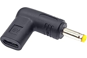 JZK Adaptador USB-C hembra a CC 4,0 x 1,7 mm, enchufe CC 90°, conector USB-C a barril CC 4 x 1,7 mm