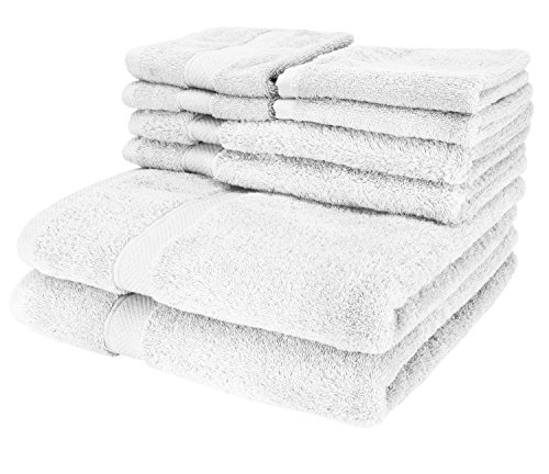 Cozy Homery Toallas de Lujo de 6 Piezas Blanco - 2 Toallas de baño, 2 Toallas de Mano, 2 paños, más 2 paños Extra - 100% algodón Egipcio Natural orgánico 650 gsm - Super Suave y Altamente Absorbente