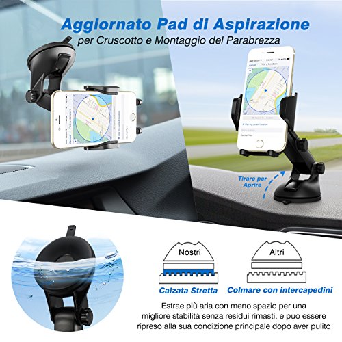 Mpow Supporto Smartphone Auto Cruscotto, Supporto Auto Smartphone Universale, Porta Cruscotto Parabrezza Cellulare Culla per iPhone X/8/8Plus/7/6s/6Plus/5S/5, Samsung Galaxy S8 S7 S6 S5, Nexus 5x/6p