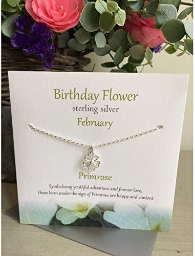 FEBRUARY Birthday Flower Sterling Silver Bracelet In PRIMROSE Design Presented By Sterling Effectz
