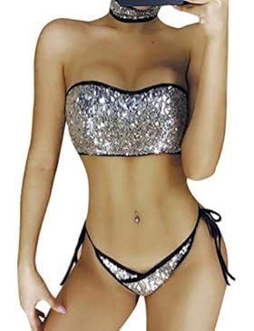 Amlaiworld Damen Niedlich Pailletten Dessous-Sets transparenter Funkelnde Unterwäsche Schnürung Eng Negligees