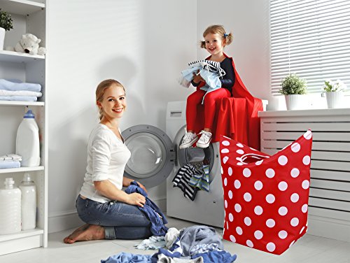 Polka Dots Rot Wäschekorb Wäschesammler Robust Kinderfreundlich 40L - 3