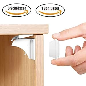 Babysicherheit Magnetisches Schrankschloss 6 Schlösser mit 1 Schlüssel