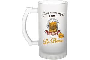Planetee Chope de bière Moto et Bière | Verre à bière pinte Cadeau humour alcool et loisir pour Motard