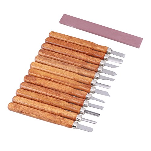 K.MAX handgefertigt Holzschnitzwerkzeug Holz Craft stechbeiteln Tranchiermesser, handgefertigt für Skulptur Diy Griff Wax Carving Keramik – 12 Pieces - 6