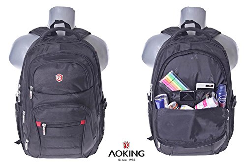 City Rucksack Schule Arbeit & Freizeit Bag Schulrucksack Sportrucksack Backpack Laptoprucksack Laptopfach 17″ – schwarz (HN49006) - 4