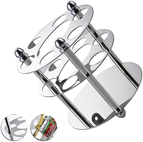 Stainless Steel Toothbrush Holder Toothpaste Stand Razor Organizer 6 Brushes Holes Bathroom