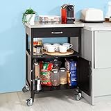 SoBuy® Servierwagen, Küchenwagen, Rollwagen mit Edelstahlarbeitsplatte,Getränkewagen fürs Büro,FKW22-SCH - 8
