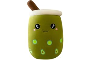 Herbests Bubble Tea Plüschtier, 24CM Boba Kuscheltier Milchtee Teetasse Kissen Gefüllte Plüsch Spielzeug Obst PlüschKissen Weiches Schlafkissen Geburtstagsgeschenk , Avocado lächeln