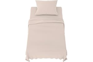 Dreamzie Lenzuola Letto Singolo 90x190 cm - Completo Lenzuola 3 Pezzi in Microfibre - Lenzuolo con Angoli - Lenzuola Sopra - 1 Federa 50x80 - Lenzuola Letto Singolo 90x190cm Beige