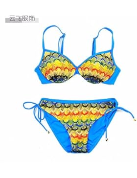 GK-Pesci multicolore squamose bikini costumi da bagno donna-Costumi da bagno,Blu,48