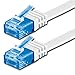 Produktbild 1aTTack.de 1m - Flachkabel Cat6a Cat.6a (500 Mhz) weiss - 1 Stück (Cat 6a) Ethernet - Extra hoher Datendurchsatz - | 1m | bis 10000 Mbit/s | Netzwerkkabel | Flach | Slim | Gigabit | 8P8C (3µ vergoldete) Kontaktflächen | Cat5 Cat6 Cat7 Kompatibel | Flachbandkabel | Lankabel | für Fußböden, Laminat, Parkett, Randleisten, Sockelleiste, Teppiche bestens geeignet