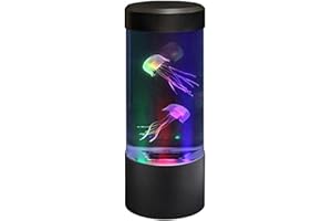 Playlearn Mini Jellyfish Aquarium Lamp Electric Jellyfish Fake Fish Aquarium Tank- LED Fantasy Jellyfish Lamp Colour Changing Mood Luminous Flux Light, Black