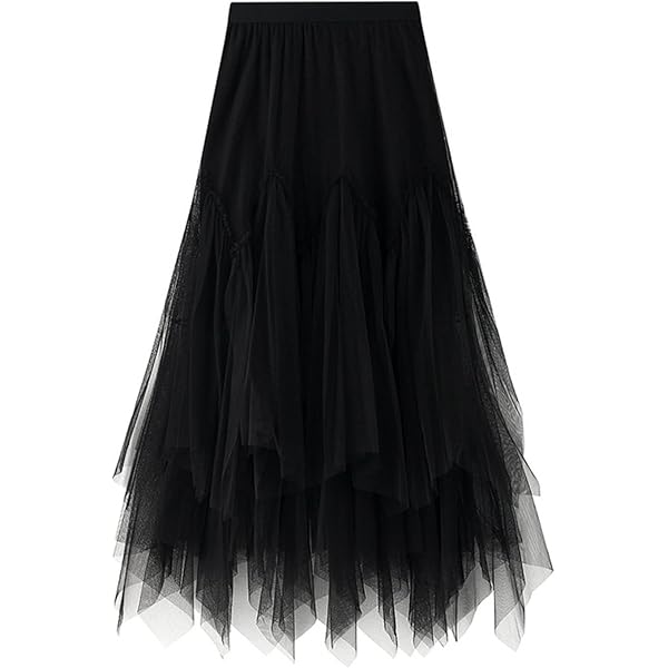 WDPL Women's Tulle Evening Skirt - Long Slit Skirt With 4 Layers, 43 Inch Length, Special Occasion & Prom Skirt 5 thumbnail image