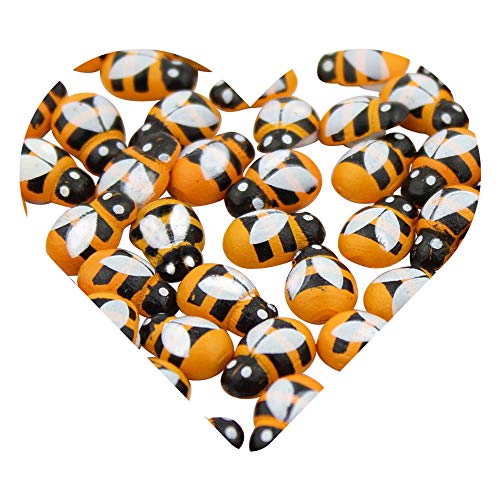 DEKOWEAR® Bienen selbstklebend Klebepunkt Silvester Party Biene Partydeko dekorieren Holz Streudeko Glücksbiene Deko Scrapbooking Sticker Glücksbringer Aufkleber Gelb 100 Stück