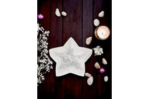 4All Selenite Crystal Natural White Star Bowl Handmade Natural Charging Crystal Altar Tumble Stone Meditation Healing Power Decoration Gift 10cm Star