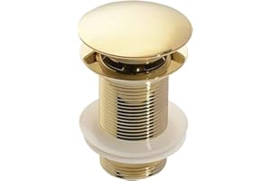 HWJFDC Bonde de Lavabo Bouchon de vidange Pop-Up for lavabo de Salle de Bains, en Or brossé, Noir Mat, Blanc, Or Rose, Or, Chrome, Accessoires de lavabo (Color : Light Gold no Hole)