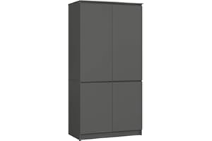 AKORD Elemento superiore per armadio S90 90 cm | Armadio con 4 ante | Estensione per guardaroba | Estensione per armadio | L90 x A180 x P51 cm | Peso 66,6 kg | Grigio grafite/Grigio grafite