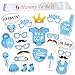Price comparison product image iLoveCos Mummy to be Sash Baby Shower Photo Props Boys Girls Bottle Masks Photo Booth Props on Sticks Newborn Boy Girl Gifts Party Decorations (it's a boy)