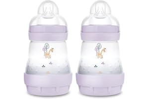 MAM Easy Start Anti-Colic Babyflasche im 2er-Set (160 ml), besonders gut akzeptierte Milchflasche, Baby Trinkflasche mit Bodenventil gegen Koliken & Sauger Größe 1, 0+ Monate, Reh