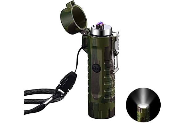 Briquet Arc Électrique LED Portable - Lampe de Poche Plasma Coupe-Vent Rechargeable USB - Camping, Escalade, Bougie, Cuisine - Cadeaux Homme