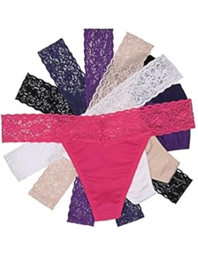 Ekouaer 6er 3er Pack Tange Damen Hipster Spitze Sexy Panties Frauen Unterwäsche Baumwolle String Lace