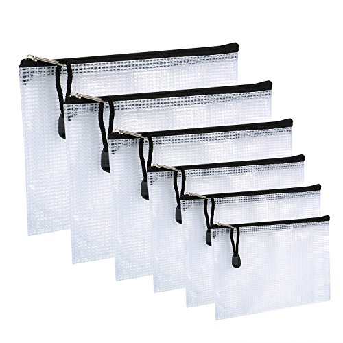 6 Piezas Bolsa de Archivo con Cremallera de Tama  os M  ltiples Carpetas de Papeles Bolsas de Archivo de Malla con Pa  o de Limpieza para Materiales de Organizaci  n  Cosm  ticos  Accesorios de Viaje