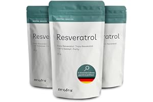 ‎NEOTES neotes Trans-Resveratrol Powder - 3 x 15 g Bags in 3 Month Package | Antioxidant & Immune System Supportive | Vegan & Gluten Free - No Genetic Engineering & No Additives