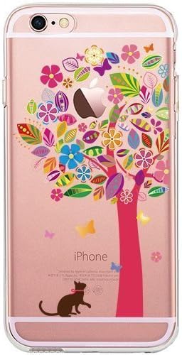iPhone 6S Case, TrendyBox Cute Cartoon Case for iPhone 6 6S (Cat and Magenta Tree)