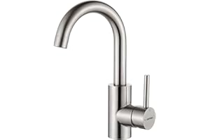 GRIFEMA Robinet Salle de Bain 360° Moderne, Mitigeur Lavabo en Laiton Sans Plomb, Eau Chaude et Froide, Aérateur Anti-Éclaboussures, Installation Facile avec Flexibles, Modèle G1002A