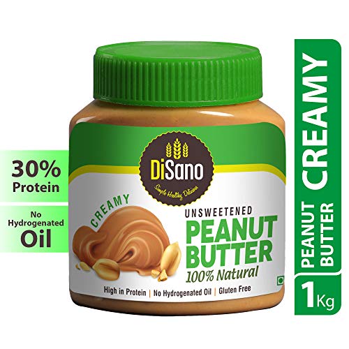 DiSano All Natural Peanut Butter, Creamy, 30% Protein, Unsweetened, Gluten Free, 1 Kg